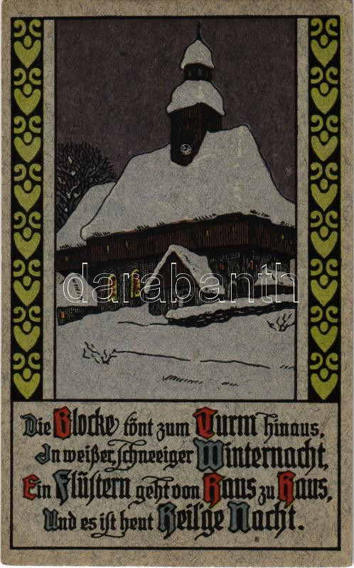 1912 Heilige Nacht / Christmas greeting art postcard, 1912 Karácsonyi üdvözlőlap.