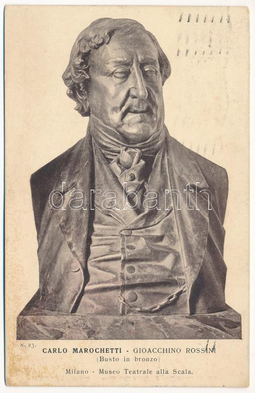 1928 Carlo Marochetti - Gioacchino Rossini (Busto in bronzo), Milano Museo Teatrale alla Scala, 1928 Carlo Marochetti - Gioacchino Rossini (Bronz szobor), Milánói Alla Scala múzeumban kiállítva.