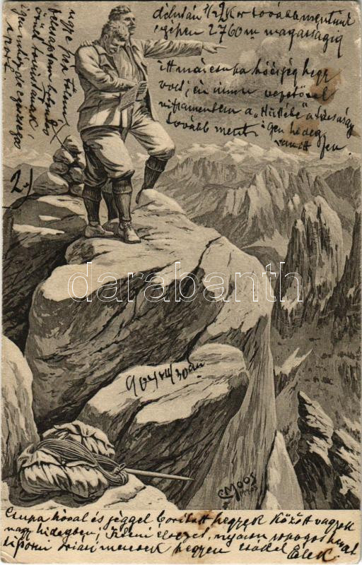 1904 Hikers, mountaineering. Bergheil No. 1. s: C. Moos, 1904 Hegymászók. Bergheil No. 1. s: C. Moos