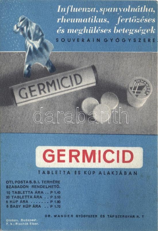 Germicid gyógyszer reklám (non PC), Germicid medicine advertisement (non PC)