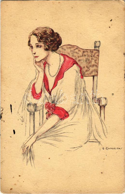 1925 Olasz hölgy művészlap. 310-5. s: Zandrino, 1925 Italian lady art postcard. 310-5. s: Zandrino