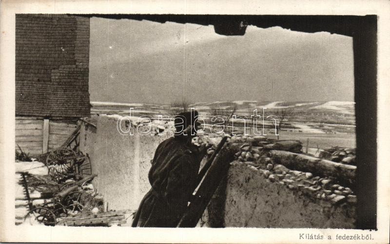 View from the cover, soldier of the Austro-Hungarian Army, WWI, Kilátás a fedezékből, a K.u.K. hadsereg katonája, I. világháború, az Érdekes Újság kiadása