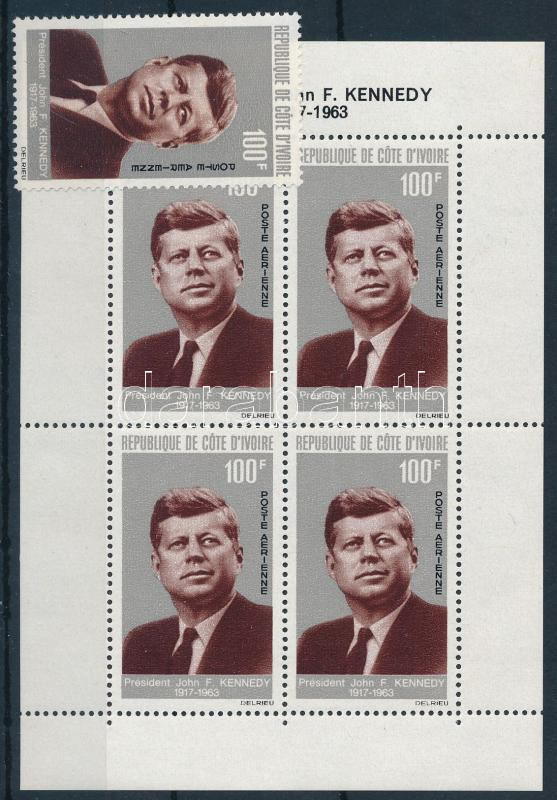 Anniversary of the death of John F. Kennedy stamp + block, John F. Kennedy halálának 1. évfordulója bélyeg + blokk