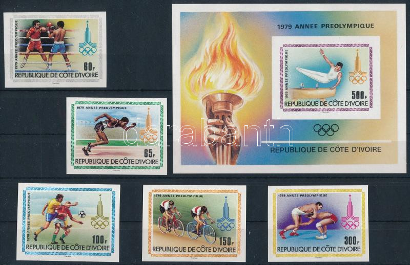 Olympic Games imperforated set + block, Nyári olimpia vágott sor + vágott blokk