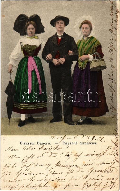 1902 Elsässer Bauern / Paysans alsaciens / French folklore, 1902 Elzászi földművesek