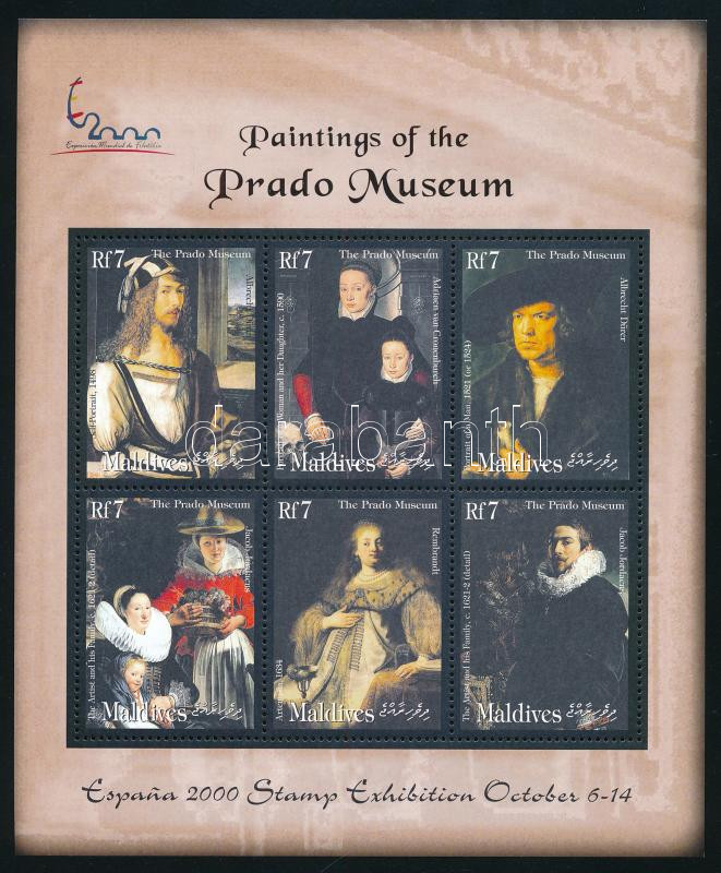 ESPANA Stamp Exhibition: Paintings from Prado minisheet, Nemzetközi Bélyegkiállítás ESPANA 2000, Madrid: Festmények a Pradoból kisív