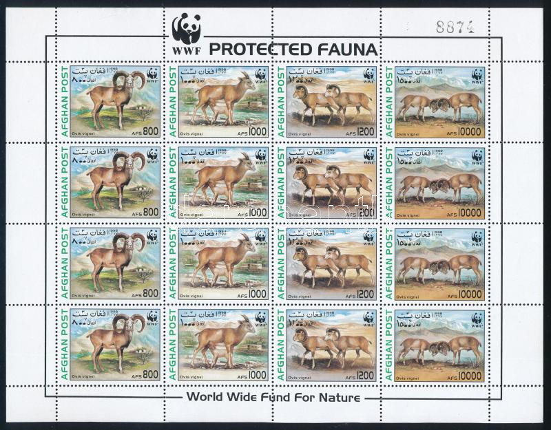 WWF állatok 4 sort tartalmazó ív, WWF animals 4 sets in a sheet