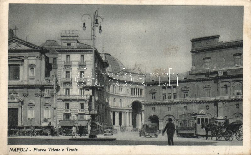 Naples, Napoli; Piazza Trieste e Trento / squares, tram, automobiles