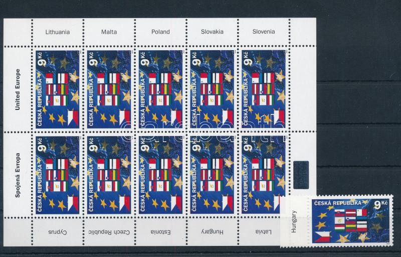 Joining the EU margin stamp + minisheet, Belépés az Európai Unióba ívszéli bélyeg + kisív