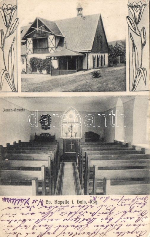 Przesieka, Hain im Riesengebirge; Evangelische Kapelle / chapel, interior, Art Nouveau. Verlag Paul Kriegel