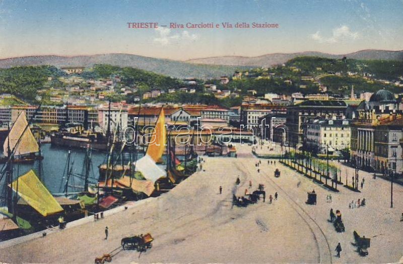 Trieste, Riva Carciotti, Via della Stazione / port, street, ships