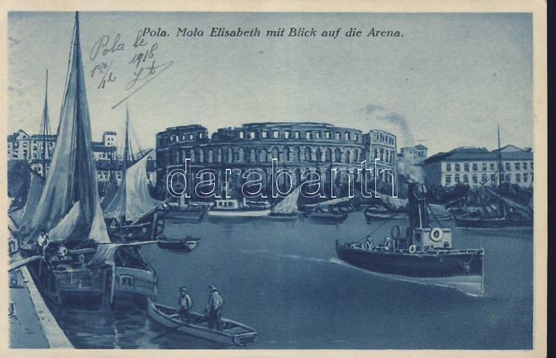 Pola, Molo Elisabeth, Arena / port, steamships, boats