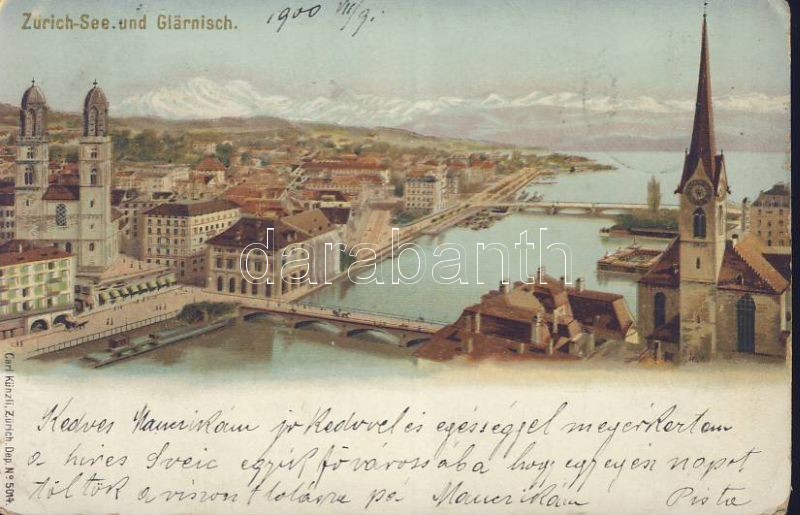 Zürich, See, Glärnisch, Carl Künzli No. 5014. litho