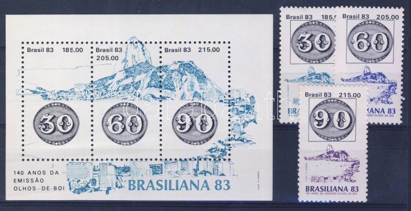 BRASILIANA´83, stamp-exhibition set + block, BRASILIANA´83, bélyegkiállítás sor + blokk, BRASILIANA'83, Markenausstellung Satz + Block