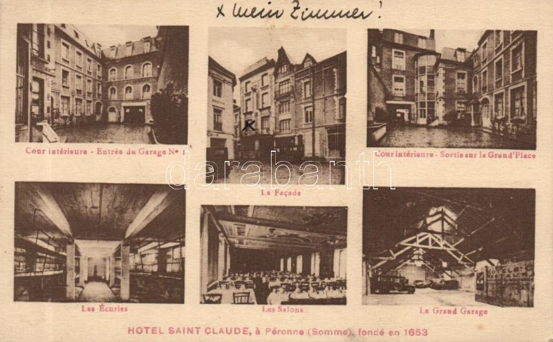 Péronne, Hotel Saint Claude, Les Écuries, Les Salons, Le Grand Garage / hotel, interior, stables, salons, garage