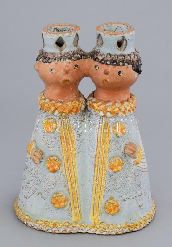 Kiss Roóz Ilona: Kétalakos váza. Jelzett, hibátlan, m: 20 cm