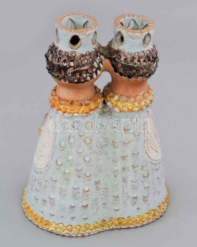 Kiss Roóz Ilona: Kétalakos váza. Jelzett, hibátlan, m: 20 cm