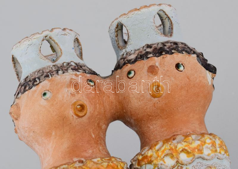 Kiss Roóz Ilona: Kétalakos váza. Jelzett, hibátlan, m: 20 cm