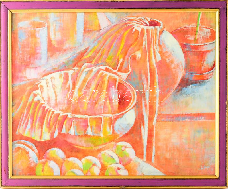 Kovács Árpád (1967-): Vidám csendélet, 1994. Olaj, farost. Jelezve jobbra lent. 35,5x44 cm. Dekoratí...