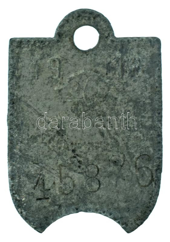 1916. "Pest-Pilis-Solt-Kiskun Vármegye" Zn ebadójegy / kutyabárca, "45876" sorsz...