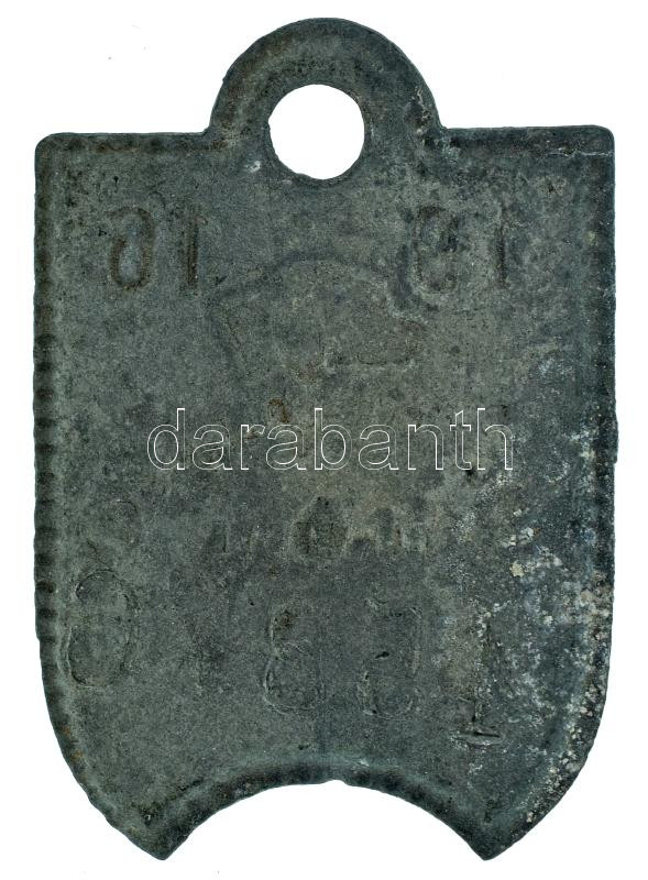 1916. "Pest-Pilis-Solt-Kiskun Vármegye" Zn ebadójegy / kutyabárca, "45876" sorsz...
