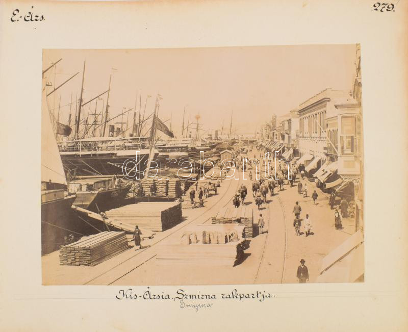 ca 1900 Kis Ázsia Szmirna, Áruszállítás tevekaravánnal / Szmirna rakpartja. Cholnoky Jenő földrajztu...