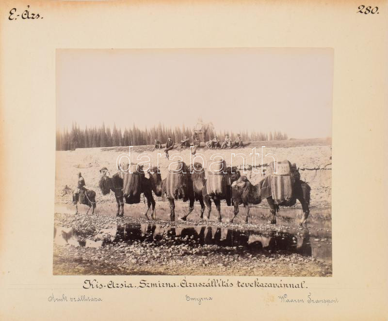 ca 1900 Kis Ázsia Szmirna, Áruszállítás tevekaravánnal / Szmirna rakpartja. Cholnoky Jenő földrajztu...