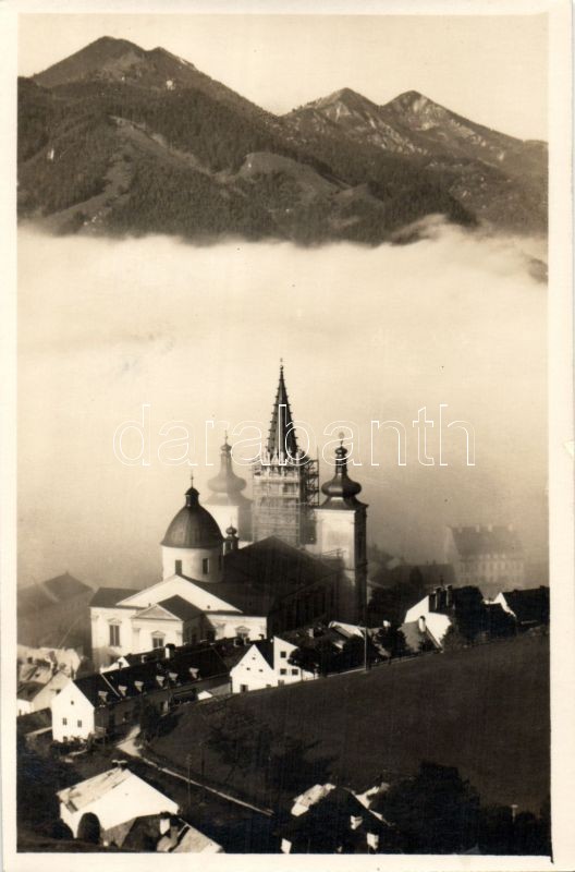 Mariazell, templom, köd, Mariazell, church, fog