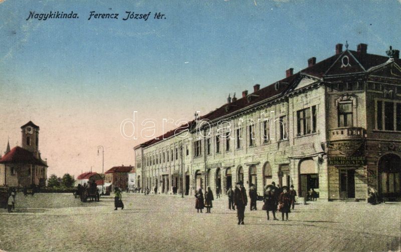Nagykikinda, Ferencz József tér, könyvkereskedés, Kikinda, square, book shop