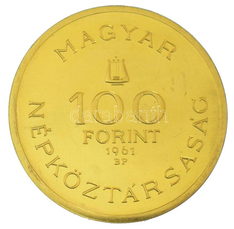 1961. 100Ft Au "Bartók Béla" (7,71g/0.986) T:UNC Hungary 1961. 100 Forint Au "Béla Bartók" (7,71g/0.986) C:UNC Adamo EM15, Krause KM#564