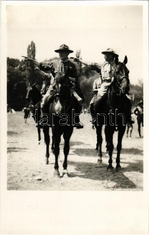 Lord Robert Baden-Powell, a cserkészet megalapítója lóháton / Lord Robert Baden-Powell on horseback. photo  Lord Robert Baden-Powell (1857?1941) was a British lieutenant general, writer, and the founder of the Scout Movement. He served in the British Army, where he gained experience in military reconnaissance and survival techniques, later drawing on these when writing his youth-oriented works. In 1907 he organized an experimental camp on Brownsea Island, which is now regarded as the beginning of scouting, and in 1908 he published Scouting for Boys. These writings and methods spread scout training worldwide and made Baden-Powell the movement?s first global leader (Chief Scout). He spent the final years of his life in Kenya with his family, where he died in 1941, leaving the message that everyone should try to ?leave the world a little better than they found it.?