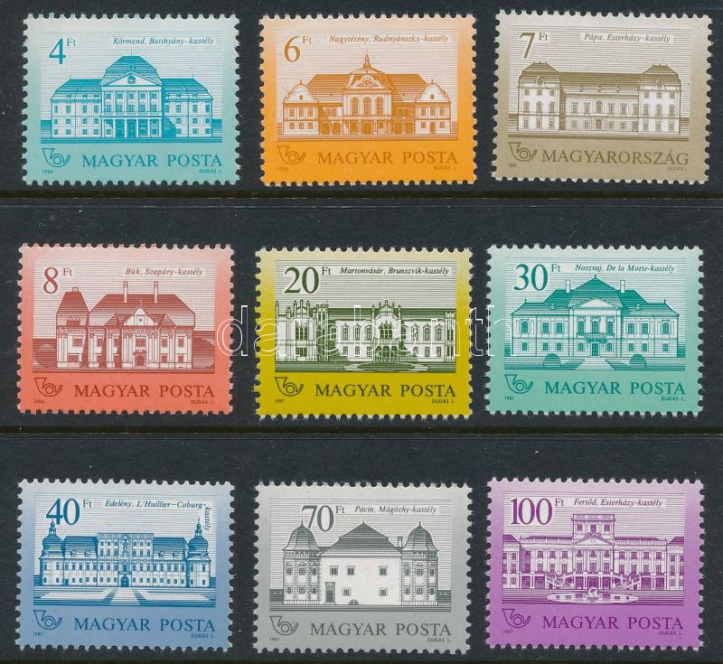 1986-1987 Kastélyok sor minden létező értéke I A változatban (12 : 11 1/2 fogazással)