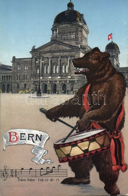 Bern, Federal Palace (Parliament) bear drummer