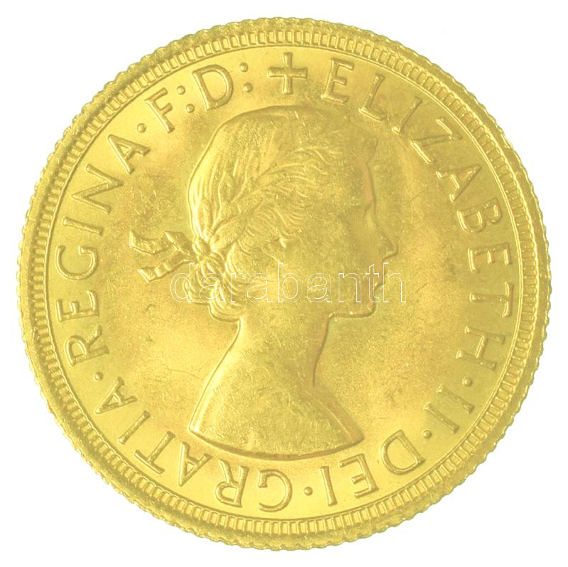 Nagy-Britannia 1968. 1 Sovereign Au "II. Erzsébet" (8,03g/0.9167) T:AU Nagy-Britannia 1968. 1 Sovereign Au "Elizabeth II" (8,03g/0.9167) C:AU Krause KM#908