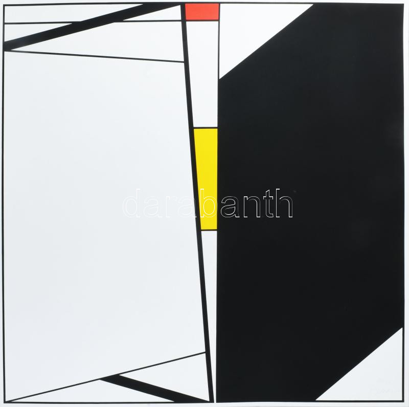 Georg Karl Pfahler (1926-2002): Sárga-fekete kompozíció (cím nélkül). Szitanyomat, papír, jelzett, számozott (50/50), 67x67 cm. / serigraphy on paper, signed, numbered (50/50).