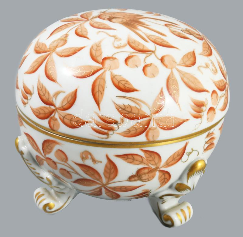 Herendi Zova mintás bonbonniere. Kézzel festett, jelzett, minimális kopással d: 11 cm