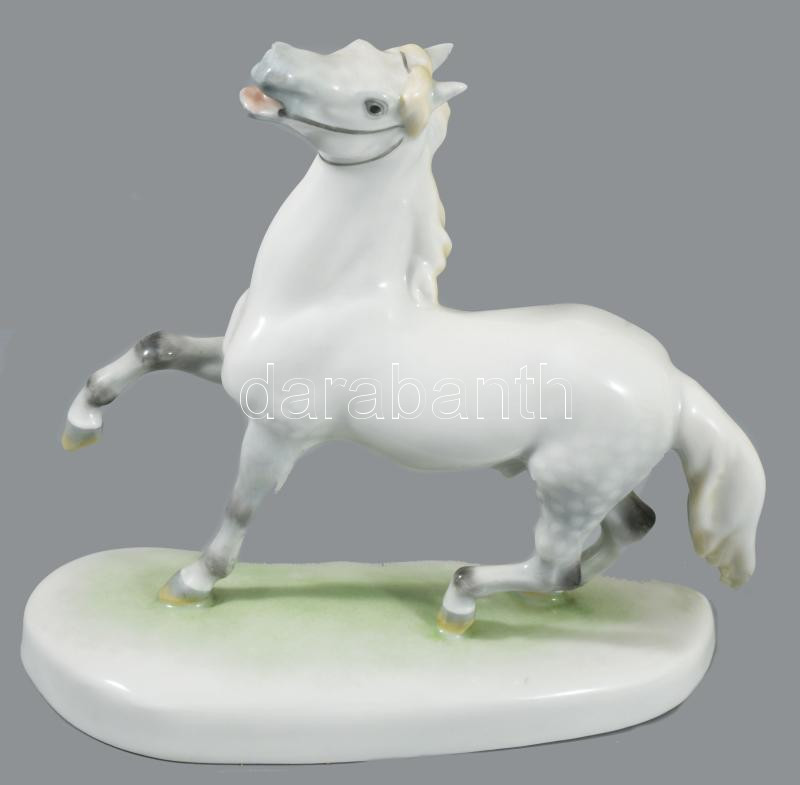 Herendi ló figura, jelzett, kézzel festett, hibátlan, 19x17 cm