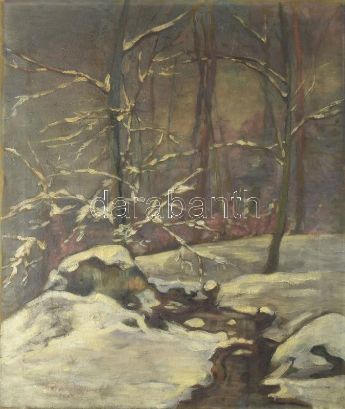 J. Hieronymus jelzéssel: Téli táj. Olaj, vászon. 70×60 cm