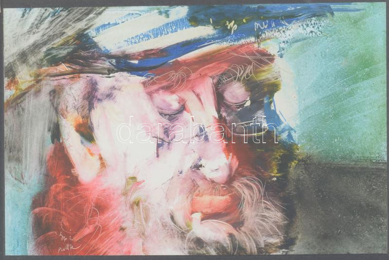 Ruttka Ferenc (1926-2019): Rabbi. Olaj, papír, jelezve balra lent, hátoldalán a művész autográf soraival, üvegezett fakeretben, 14,5×21,5 cm