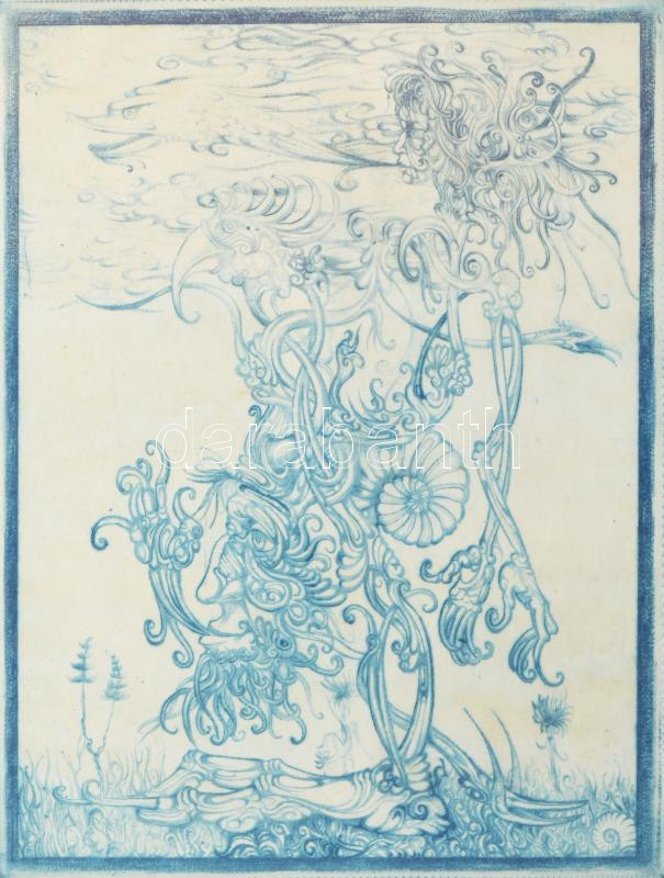 Kolozsvári Grandpierre Miklós (1950-): Perpatvar profilból. Színes rézkarc, papír. Jelzett. Üvegezett fakeretben. 29,5×22 cm