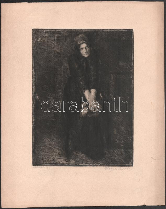 Fényes Adolf (1867-1945) - Prihoda István (1891-1965): Asszony. Rézkarc, papír. Jelzett (Fényes Adolf és Prihoda). 23x17 cm