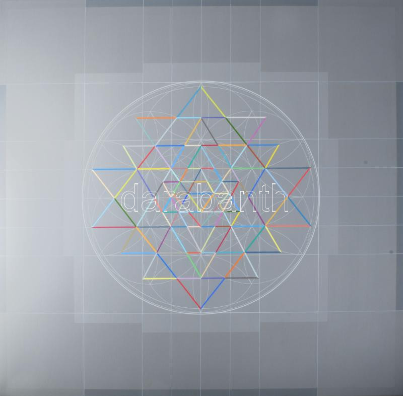 Ottó László (1966-): Yantra-yajna (1), 2014. Akril, vászon, jelzett a hátoldalán. 90×90 cm. A művész jelenleg Sulzburg-ban él és dolgozik, a gruppe konkret' (Bonn) tagja. / Acrylic on canvas, signed on the reverse.