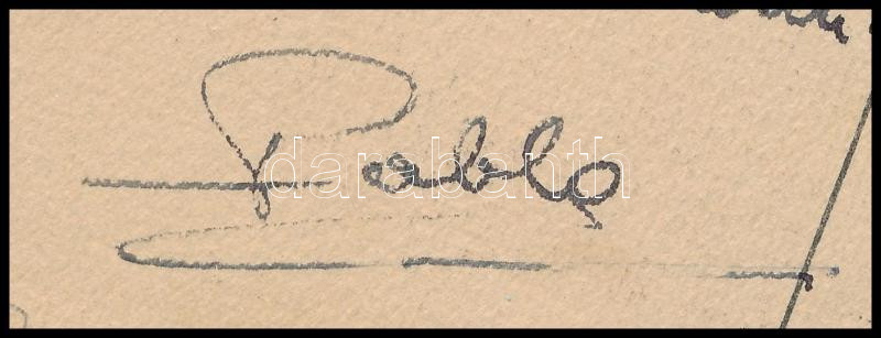 1949 Pablo Picasso (1881-1971) autográf képeslapja unokája, Pablito születésének örömhírével.   Eredeti, postai úton feladott képeslap Pablo Picasso tollal írt szövegével és saját kezű aláírásával ("Pablo"), 1949-ből. A lap Sacha Goudin (Alexander "Sacha" Goudin, szül. Gutnik) (1895-1960) részére címezte a párizsi 8 Rue de Freycinet, Paris XVI címre. A cím 1949-ben és azt megelőzően Alexander Volinine (1882-1955) világhírű balettmester magánstúdiójának és lakhelyének adott otthont, amely a korszak egyik legfontosabb orosz emigráns balett-központja volt. Volinine, a moszkvai Nagyszínház egykori szólistája, majd Ballets Russes tagja és Anna Pavlova partnere, itt képezte a 20. század közepének meghatározó táncosait. A címzett, Sacha Goudin szintén a Ballets Russes egykori tagja (1911-1914), a párizsi orosz művészközeghez szorosan kötődő táncos, aki később Barcelonában működtetett iskolát. (Oroszországban született, de fiatalon Párizsba költözött, ahol csatlakozott a Malatzoff kozák táncosok csoportjához. 1911-ben csatlakozott Gyagiljev Orosz Balettjéhez, ahol az első világháború kitöréséig, 1914-ig maradt a társulat tagja. 1917-ig Londonban táncolt önállóan, majd Spanyolországba költözött. Táncstúdiót nyitott Barcelonában, ahol 1960-ban meghalt. A Rue de Freycinet 8. szám alatti Volinine-stúdió a nemzetközi balett-hálózat kapcsolattartási pontjaként is szolgált, ahol Goudin párizsi tartózkodásai során elérhető volt. A képeslap tartalma személyes jellegű: Picasso unokája, Pablito (Paul Picasso fia) 1949. május 5-i születése alkalmából íródott értesítés. A szövegben szereplő francia kifejezések ("Le Roi n'est pas mon Cousin", "Je plus heureuse!") a művész euforikus hangulatát tükrözik, míg az aláhúzások ("Pablito", "Pablo") a név és családi folytonosság hangsúlyozására utalnak. A keresztneves aláírás a címzettel fennálló régi, bizalmas kapcsolatot jelzi, amely a Ballets Russes köréhez és Picasso első felesége, Olga Koklova révén kialakult személyes ismeretségre vezethető vissza. A fiuk, Paulo, Picasso egyetlen törvényes fia 1921-ben született, az ő fia, Picasso unokája, Pablito, 1949-ben. Pablito 1973-ban öngyilkos lett, mert nem engedték részt venni Picasso temetésén. Spanyol bélyeggel ellátott magyar származású tervező által készített képeslapon.  1949 Pablo Picasso (1881-1971) autograph postcard. With the happy news of the birth of his grandson, Pablito.  Original, mailed postcard with Pablo Picasso's pen text and his own signature ("Pablo"), from 1949. The postcard was addressed to Sacha Goudin (Alexander "Sacha" Goudin, née Gutnik) at 8 Rue de Freycinet, Paris XVI. The address was home to the private studio and residence of the world-famous ballet master Alexander Volinine (1882-1955) in 1949 and before, which was one of the most important Russian émigré ballet centers of the era. Volinine, a former soloist of the Bolshoi Theater in Moscow, later a member of the Ballets Russes and partner of Anna Pavlova, trained some of the most important dancers of the mid-20th century here.  The recipient, Sacha Goudin (1895-1960), was also a former member of the Ballets Russes (1911-1914), a dancer closely associated with the Russian artistic milieu in Paris, who later ran a school in Barcelona. (He was born in Russia, but moved to Paris at a young age, where he joined the Malatzoff Cossack Dancers. In 1911 he joined Diaghilev's Russian Ballet, where he remained until the outbreak of World War I in 1914. He danced independently in London until 1917, then moved to Spain. He opened a dance studio in Barcelona, where he died in 1960. The Volinine studio at 8 Rue de Freycinet also served as a point of contact for the international ballet network, where Goudin was available during his stays in Paris. The content of the postcard is personal: a message written on the occasion of the birth of Picasso's grandson, Pablito (son of Paul Picasso), on May 5, 1949. The French phrases in the text ("Le Roi n'est pas mon Cousin", "Je plus heureuse!") reflect the artist's euphoric mood, while the underlinings ("Pablito", "Pablo") refer to the emphasis on the name and family continuity. The signature with the first name indicates an old, confidential relationship with the addressee, which can be traced back to the Ballets Russes circle and a personal acquaintance through Picasso's first wife, Olga Koklova. Their son, Paulo, Picasso?s only legitimate son, was born in 1921, and his son, Picasso's grandson, Pablito, in 1949. Pablito committed suicide in 1973 because he was not allowed to attend Picasso's funeral. On a postcard made by a Hungarian-born designer with a Spanish stamp.