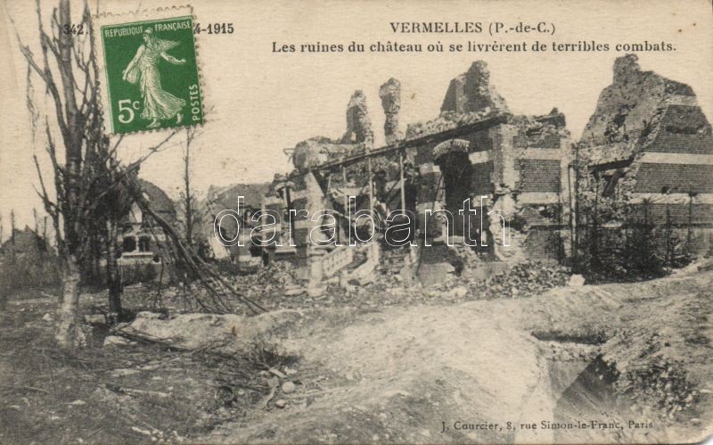 Vermelles, Ruines de chateau / after the bombing, destroyed castle