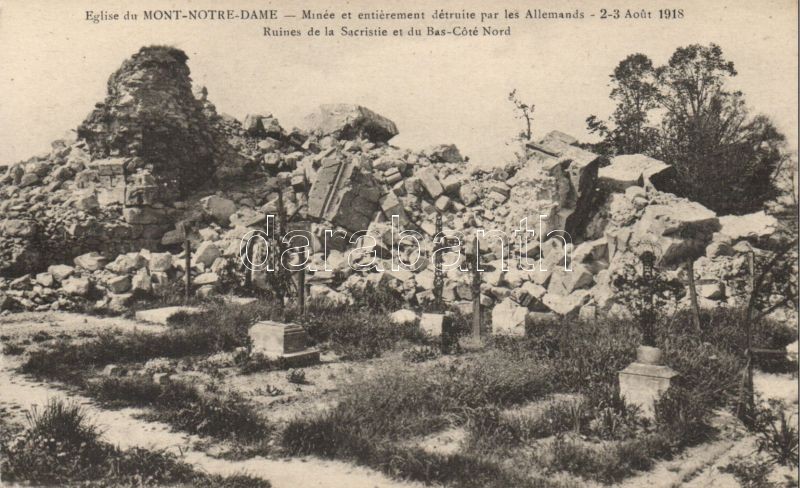 Mont-Notre-Dame, Eglise, Ruines de la Sacristie, Bas Cote Nord / church ruins, mined and completely destroyed by the Germans