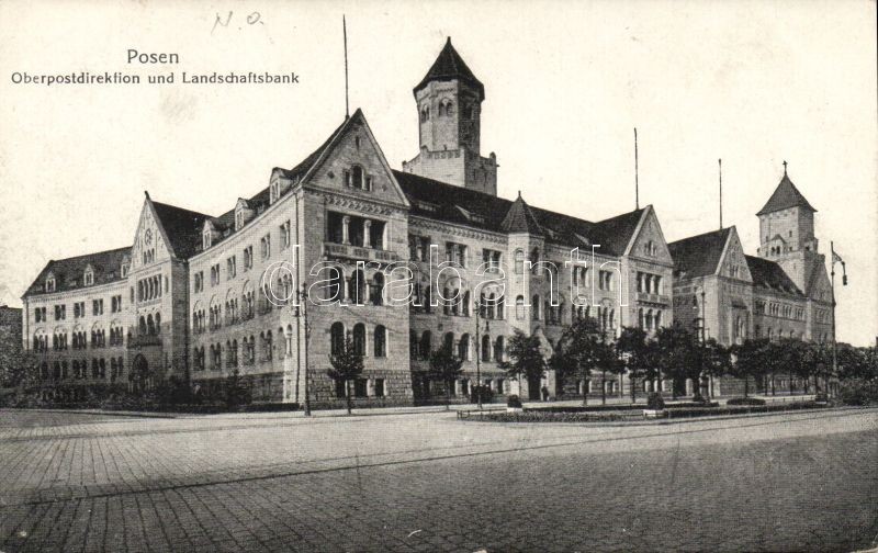 Poznan, Posen; Oberpostdirektion, Landschaftsbank / post office, bank