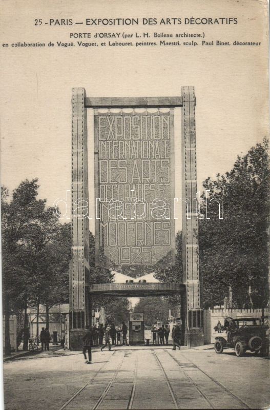 1925 Paris, Exposition Internationale des Arts Decoratifs, Porte d'Orsay / Decorative Arts Expo, gate, automobile