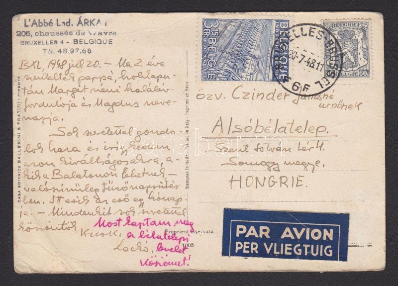 Aerial postcards to Hungary, Légi képeslap Magyarországra, Postkarte mit Flugpost nach Ungarn