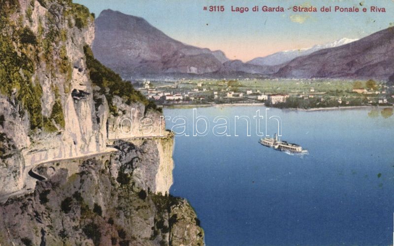 Lago di Garda, Strada del Ponale, Riva / road, port, steamship