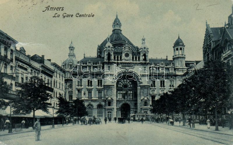 Antwerp, La Gare Centrale / Central Railway Station, Hotel and restaurant Kölnisher Hof, tram